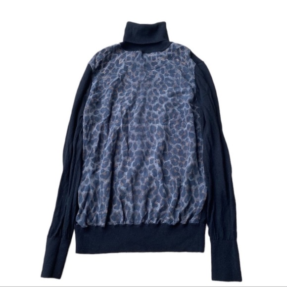 Equipment Wool Silk Animal Print Turtle Neck Sweater - Picture 1 of 6